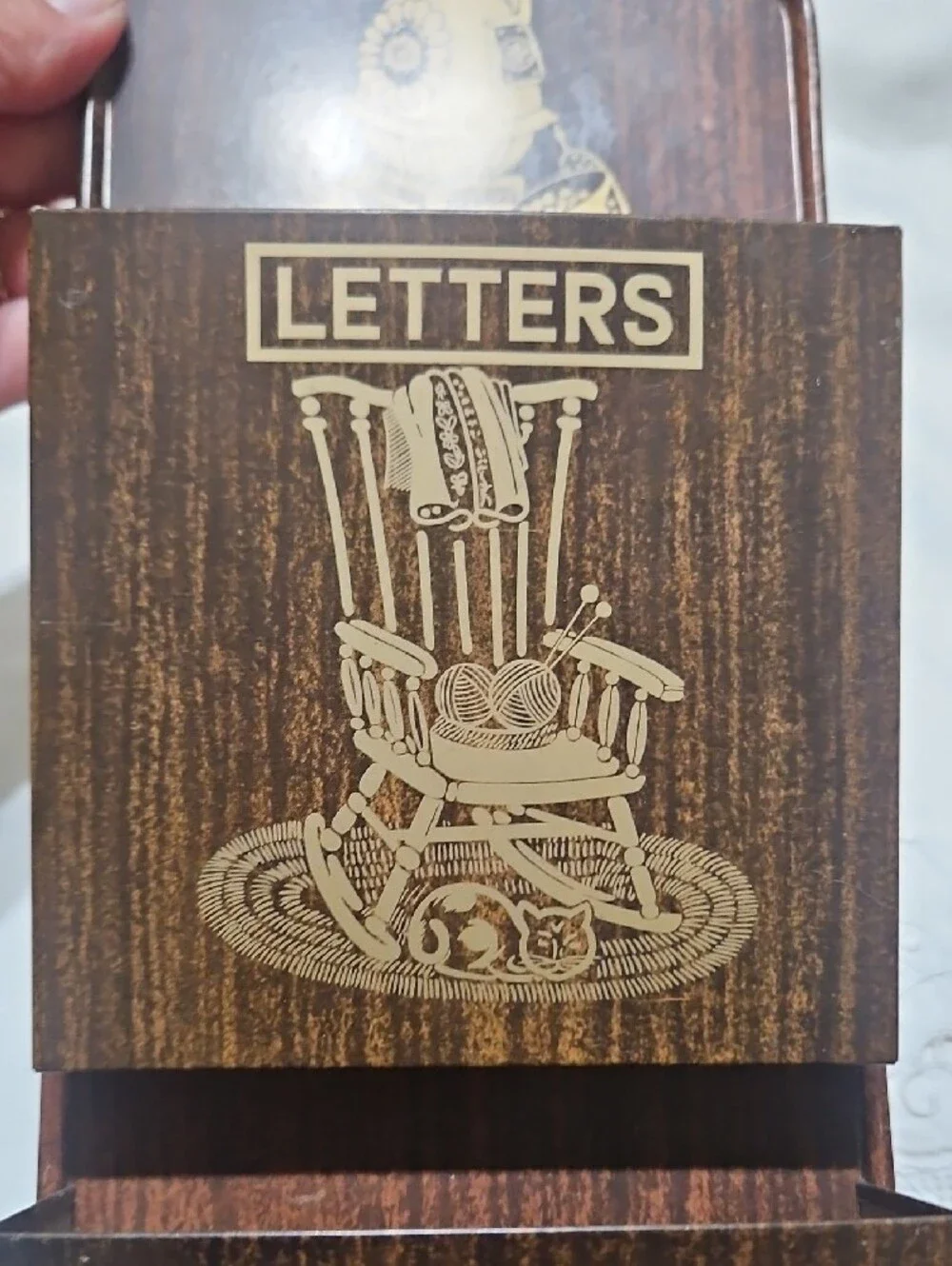 Vintage Painted Tin Mail letter Organizer Wall Mount MCM RETRO Early Americana